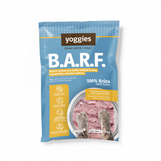 1,5kg Yoggies B.A.R.F. 100% Krůtí komplet s pivovar. kvasnicemi a konopným olejem s probiotiky 