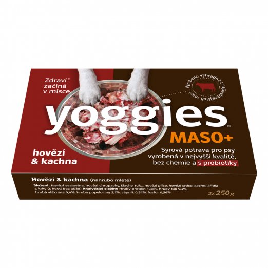 Yoggies MASO+, Hovězí a kachna s probiotiky 