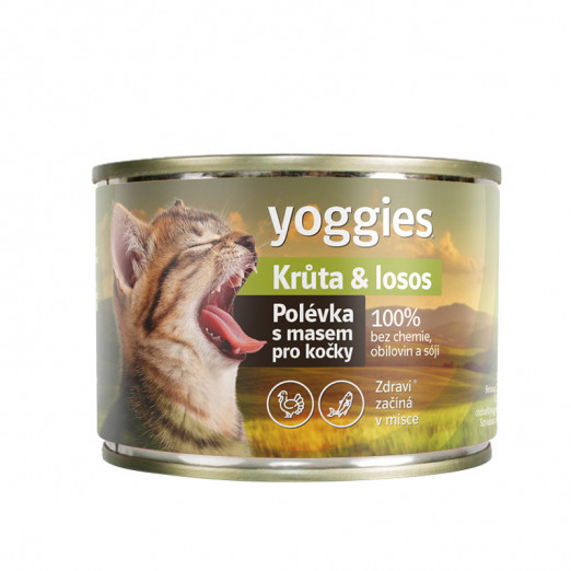 185g Yoggies Polévka pro kočky – Krůta  & losos 