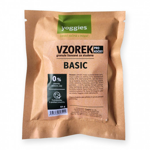 50g Yoggies Vzorek Cat "Basic" granule pro kočky, lisované za studena s probiotiky