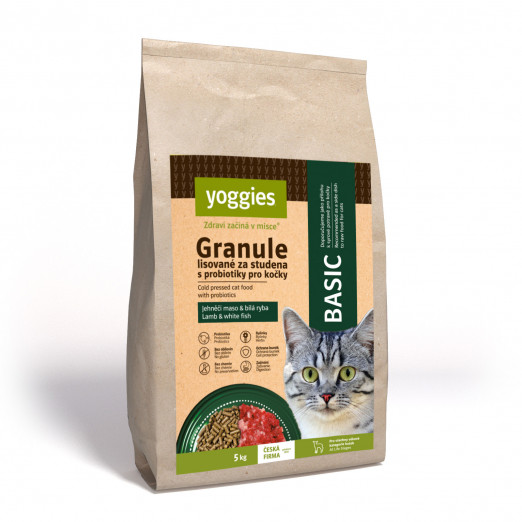 5kg Yoggies Cat "Basic" granule pro kočky, lisované za studena s probiotiky
