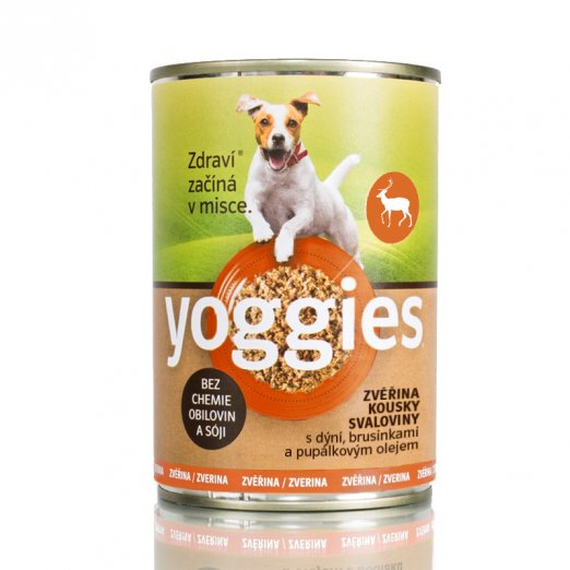 6+1 zdarma (7x400g) zvěřinové konzervy pro psy Yoggies s dýní a pupálkovým olejem