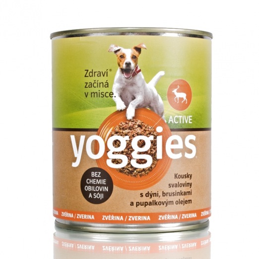 800g Yoggies zvěřinová konzerva s dýní, brusinkami a pupálkovým olejem